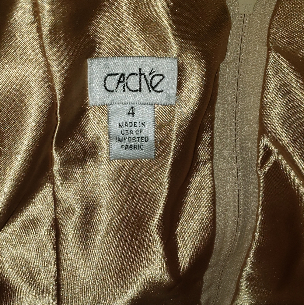 Cache Strapless Gold Midi Embroidered Dress - Picture 3 of 10